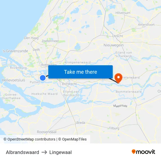 Albrandswaard to Lingewaal map