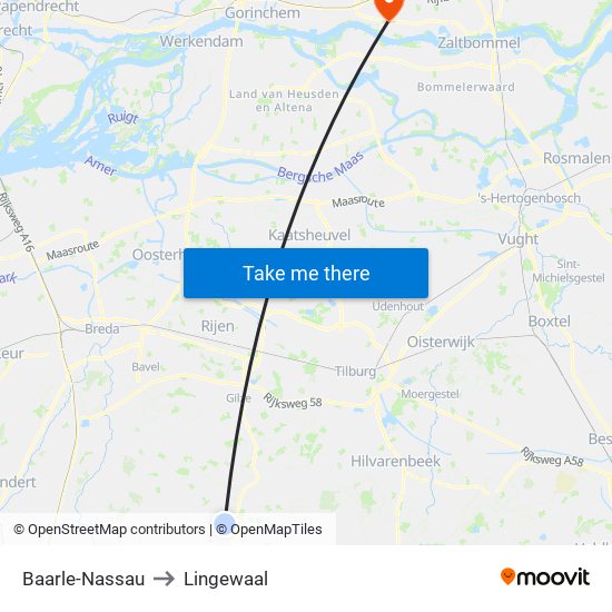 Baarle-Nassau to Lingewaal map