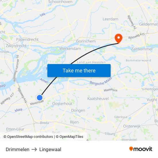 Drimmelen to Lingewaal map