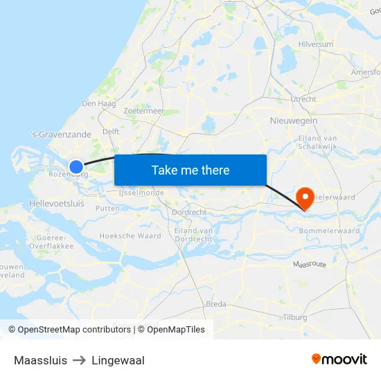 Maassluis to Lingewaal map