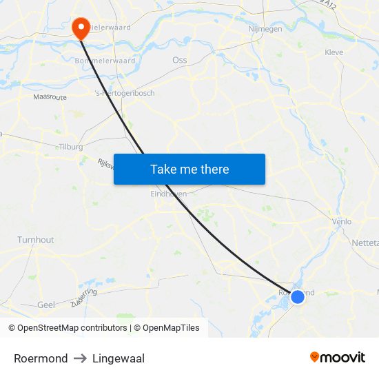Roermond to Lingewaal map