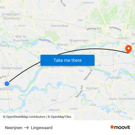Neerijnen to Lingewaard map