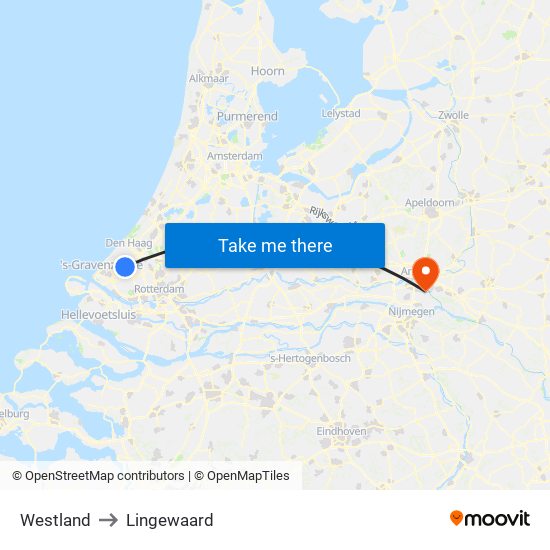 Westland to Lingewaard map