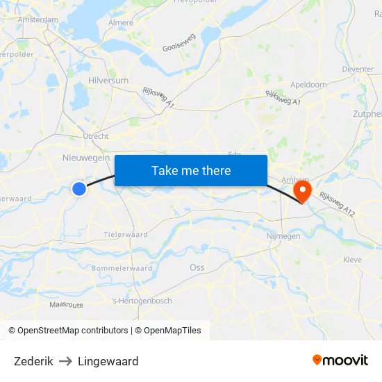 Zederik to Lingewaard map