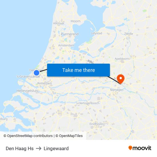 Den Haag Hs to Lingewaard map