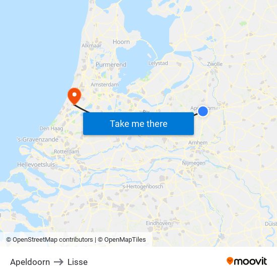 Apeldoorn to Lisse map