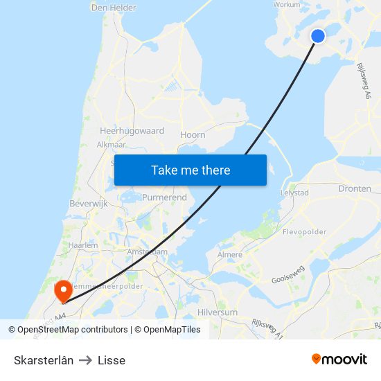 Skarsterlân to Lisse map