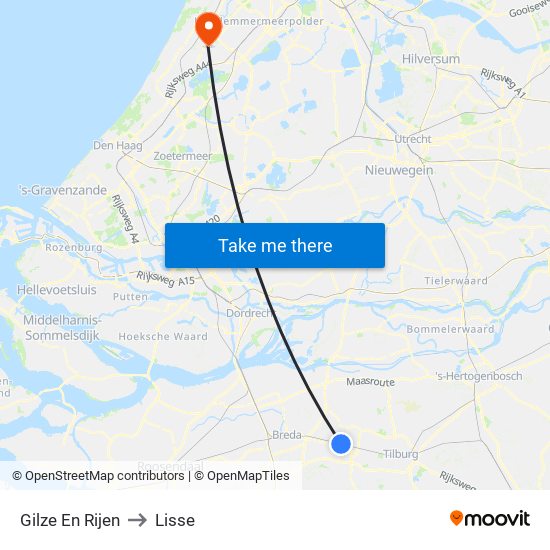 Gilze En Rijen to Lisse map