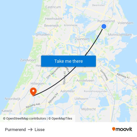 Purmerend to Lisse map