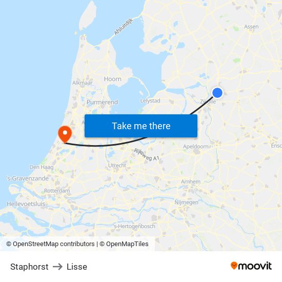 Staphorst to Lisse map