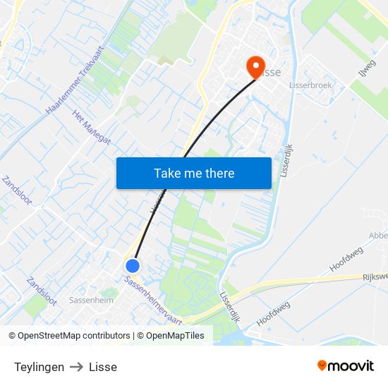Teylingen to Lisse map