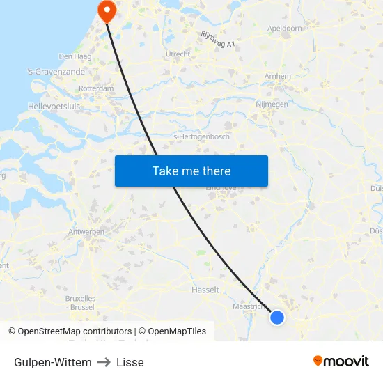 Gulpen-Wittem to Lisse map