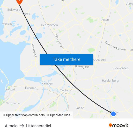 Almelo to Littenseradiel map