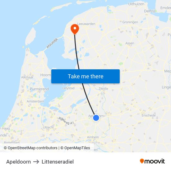 Apeldoorn to Littenseradiel map