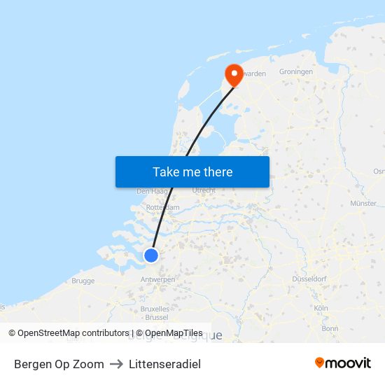 Bergen Op Zoom to Littenseradiel map