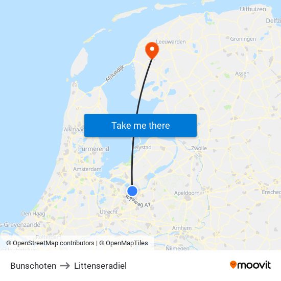 Bunschoten to Littenseradiel map