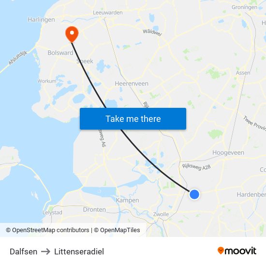 Dalfsen to Littenseradiel map