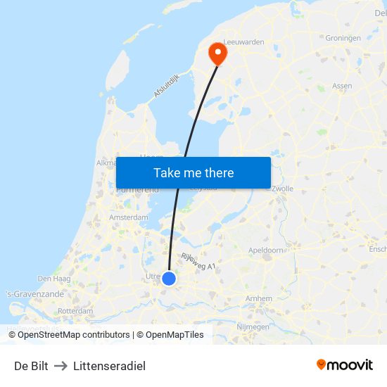 De Bilt to Littenseradiel map