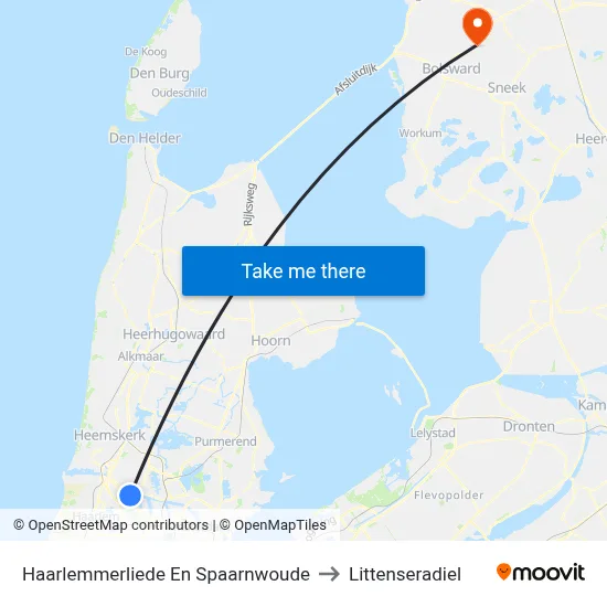 Haarlemmerliede En Spaarnwoude to Littenseradiel map