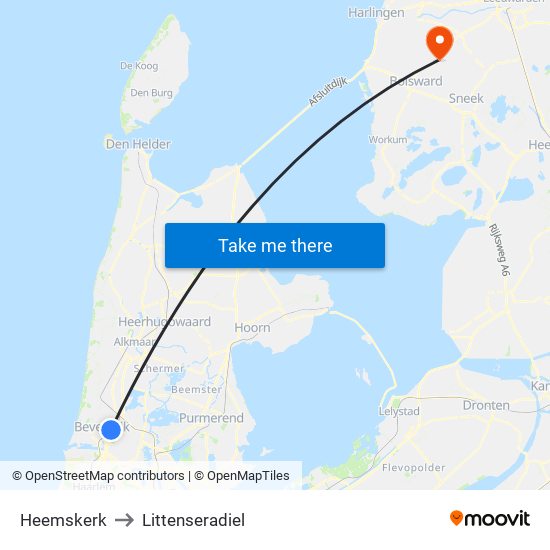 Heemskerk to Littenseradiel map