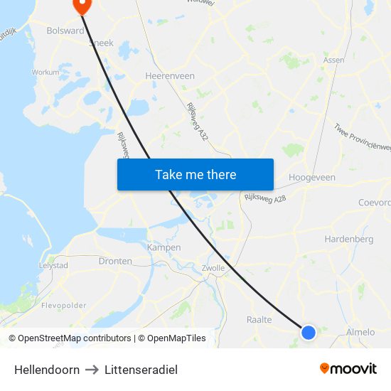 Hellendoorn to Littenseradiel map