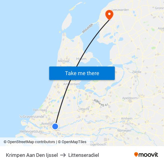 Krimpen Aan Den Ijssel to Littenseradiel map