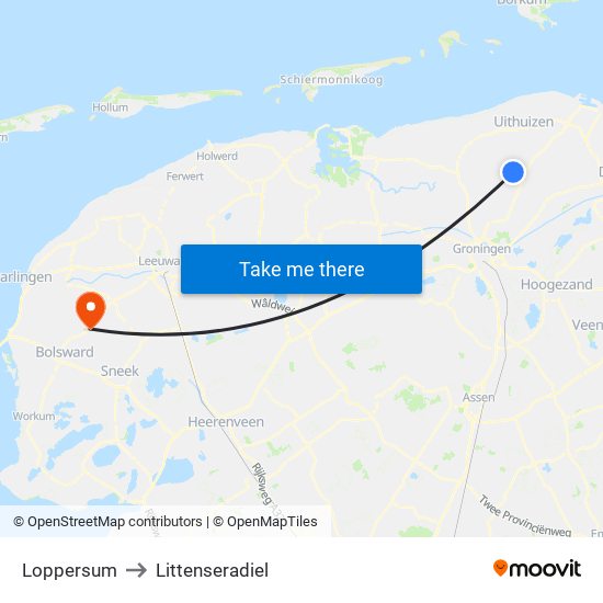 Loppersum to Littenseradiel map