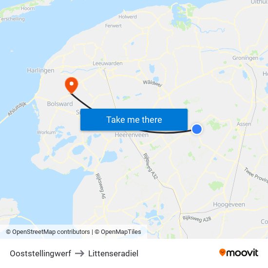 Ooststellingwerf to Littenseradiel map