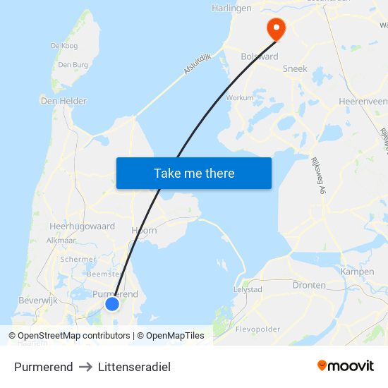 Purmerend to Littenseradiel map