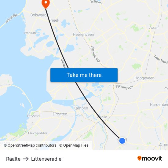 Raalte to Littenseradiel map