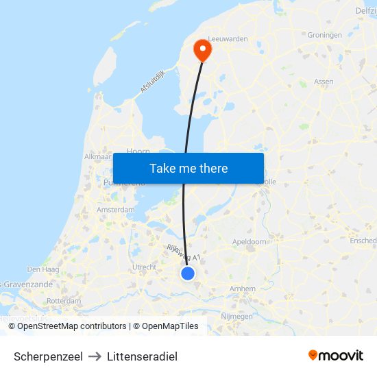 Scherpenzeel to Littenseradiel map