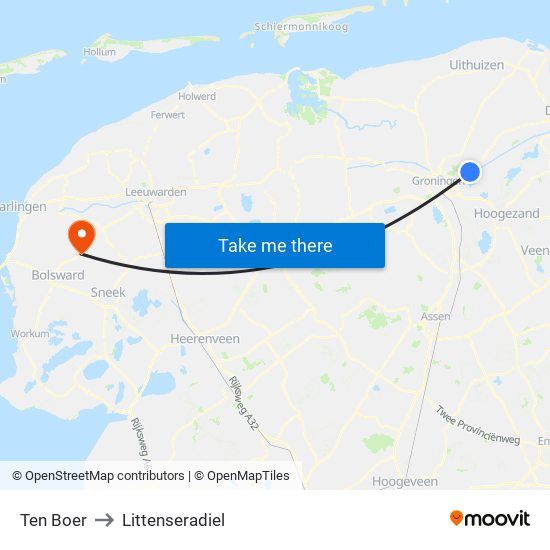 Ten Boer to Littenseradiel map