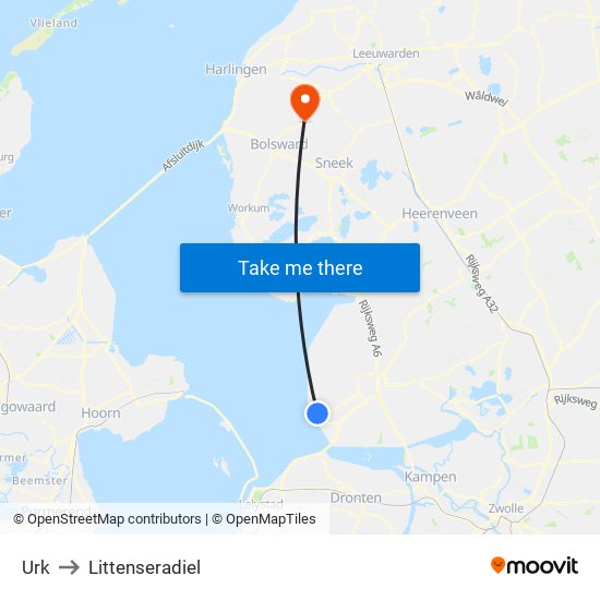 Urk to Littenseradiel map