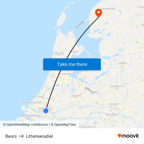 Beurs to Littenseradiel map
