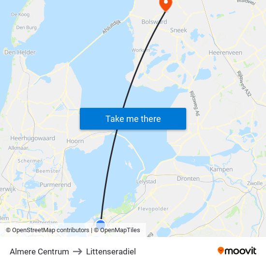 Almere Centrum to Littenseradiel map