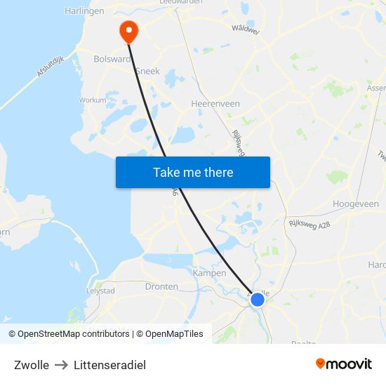 Zwolle to Littenseradiel map