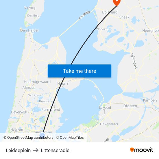 Leidseplein to Littenseradiel map
