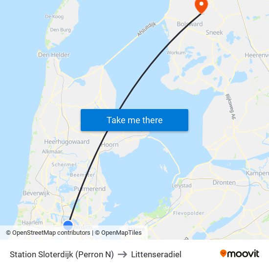 Station Sloterdijk (Perron N) to Littenseradiel map