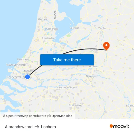 Albrandswaard to Lochem map