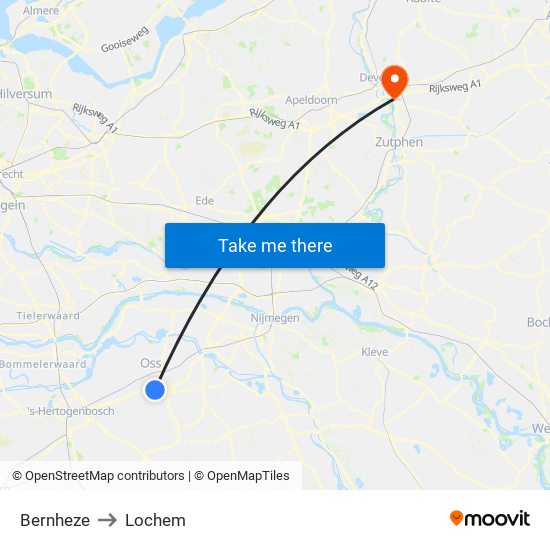 Bernheze to Lochem map