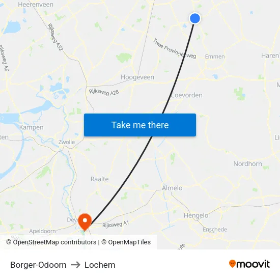 Borger-Odoorn to Lochem map