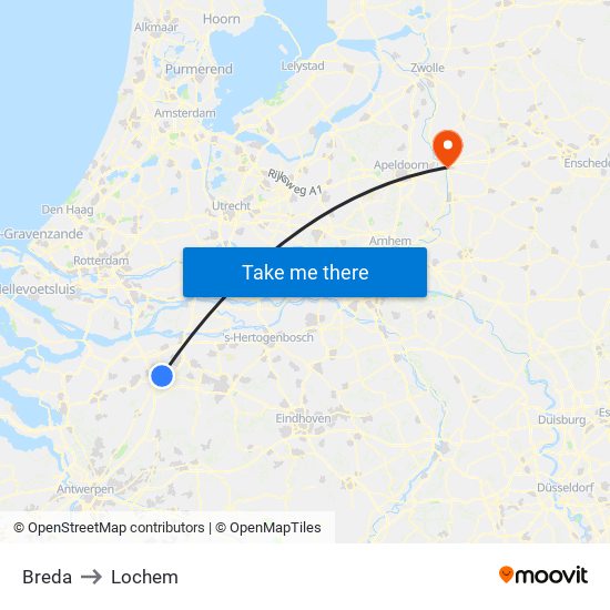 Breda to Lochem map