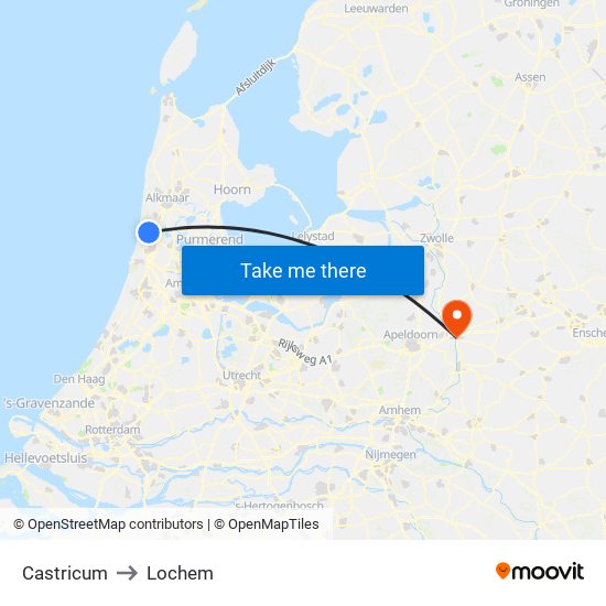 Castricum to Lochem map