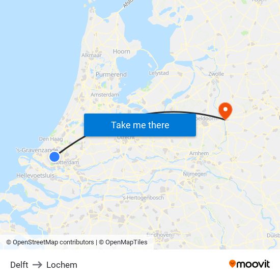 Delft to Lochem map