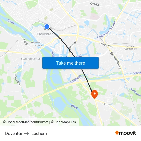 Deventer to Lochem map