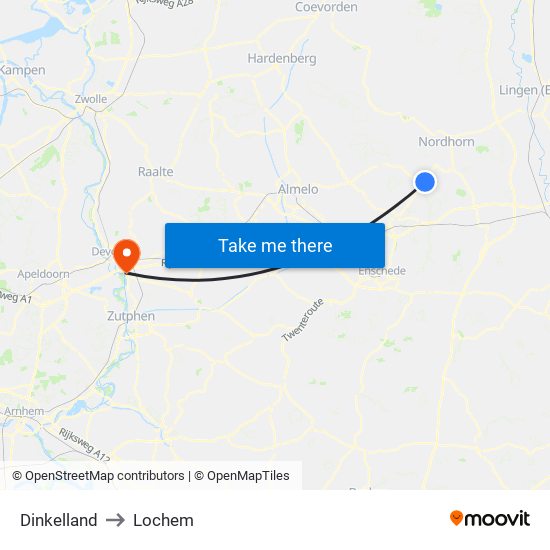 Dinkelland to Lochem map