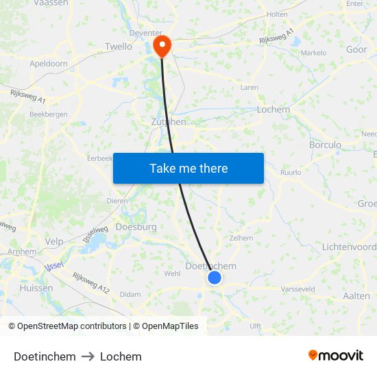 Doetinchem to Lochem map