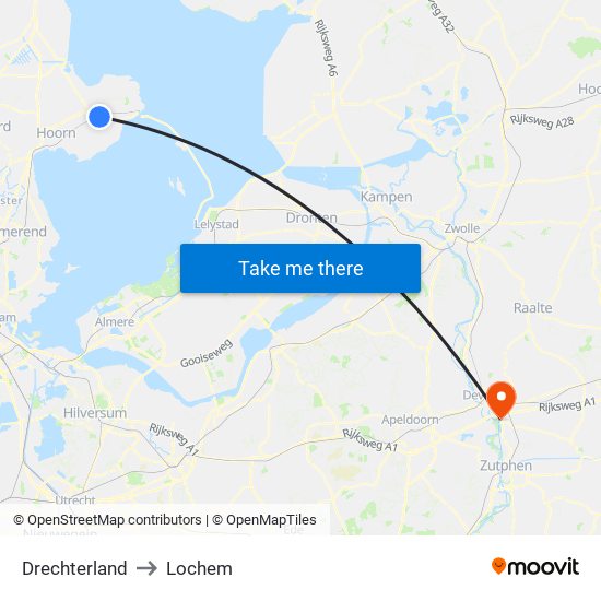 Drechterland to Lochem map