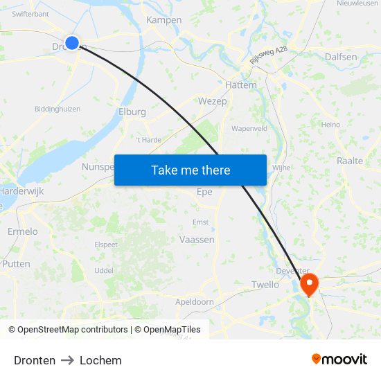 Dronten to Lochem map