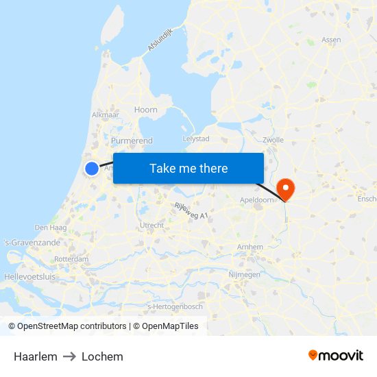 Haarlem to Lochem map